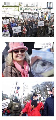 Sea anglers protest outside Fisheries Minister George Eustice's constituency office in Camborne, Cornwall. Pictures by Matt Spence